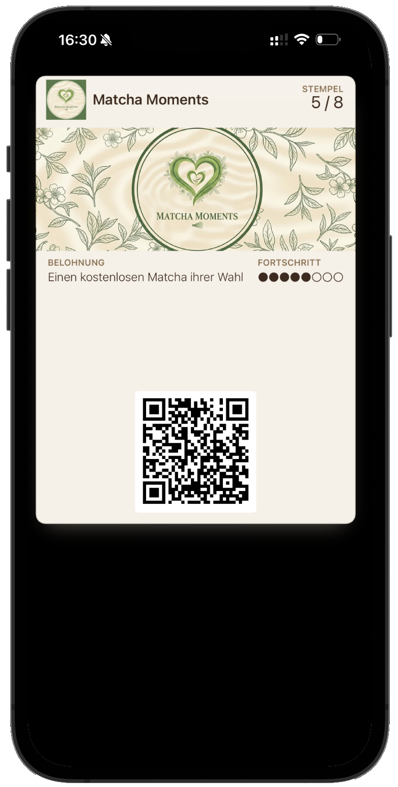 Stempelkarte in Apple Wallet auf dem Smartphone